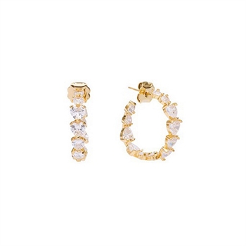 Pico Crystal Heart Hoops i forgyldt messing Y01015